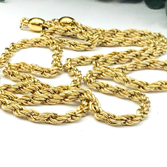 Gold Tone Rope Chain Necklace 30" Long Lobster Clasp Closure by Trifari - Picture 4 of 5